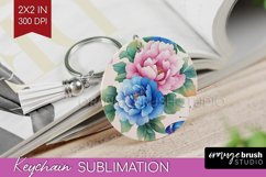 Spring Blossom Keychain PNG - Flowers Keychain Sublimation Product Image 1