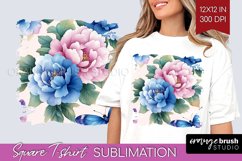 Spring Blossom Square Tshirt Background - Flowers PNG Product Image 1