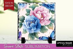 Spring Blossom Slate PNG - Flowers Square Slate Sublimation Product Image 1