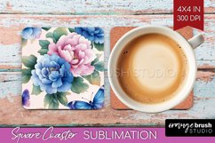 Spring Blossom Square Coaster - Flowers Coaster PNG Product Image 1