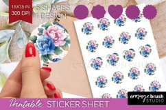 Spring Blossom Round Sticker - Flowers Printable Sticker Product Image 1