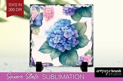 Spring Blossom Slate PNG - Flowers Square Slate Sublimation Product Image 1
