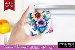 Spring Blossom Magnet Sublimation - Flowers Square Magnet Product Image 1