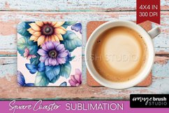Spring Blossom Square Coaster - Flowers Coaster PNG Product Image 1