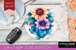 Spring Blossom Car Coaster - Flowers Coaster PNG Sublimation Product Image 1