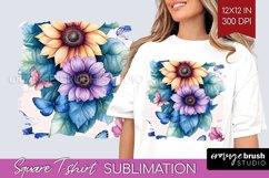 Spring Blossom Square Tshirt Background - Flowers PNG Product Image 1
