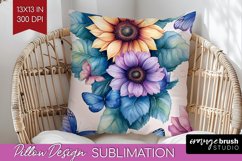 Spring Blossom Pillow Sublimation - Flowers Pillow Cover PNG Product Image 1