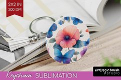 Spring Blossom Keychain PNG - Flowers Keychain Sublimation Product Image 1