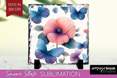 Spring Blossom Slate PNG - Flowers Square Slate Sublimation Product Image 1