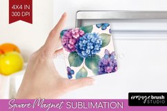 Spring Blossom Magnet Sublimation - Flowers Square Magnet Product Image 1
