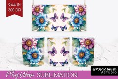 Spring Blossom Mug Wrap - Flowers Mug PNG Sublimation Product Image 1