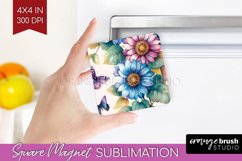 Spring Blossom Magnet Sublimation - Flowers Square Magnet Product Image 1