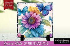 Spring Blossom Slate PNG - Flowers Square Slate Sublimation Product Image 1
