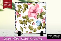 Spring Flowers Slate PNG - Floral Square Slate Sublimation Product Image 1