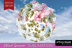 Spring Flowers Wind Spinner Sublimation PNG - Floral Round Product Image 1