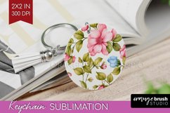 Spring Flowers Keychain PNG - Floral Keychain Sublimation Product Image 1