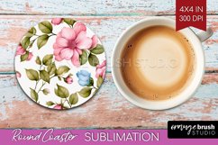 Spring Flowers Round Coaster - Floral Coaster PNG Product Image 1