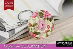 Spring Flowers Keychain PNG - Floral Keychain Sublimation Product Image 1