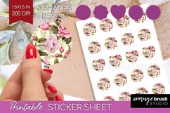 Spring Flowers Round Sticker - Floral Printable Sticker Product Image 1