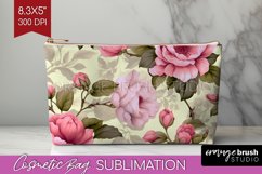 Spring Flowers Cosmetic Bag - Floral Makeup Bag PNG Product Image 1