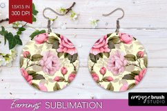Spring Flowers Round Earrings - Floral PNG Sublimation Product Image 1