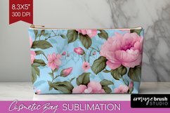 Spring Flowers Cosmetic Bag - Floral Makeup Bag PNG Product Image 1