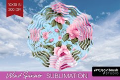 Spring Flowers Wind Spinner Sublimation PNG - Floral Round Product Image 1
