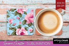 Spring Flowers Square Coaster - Floral Coaster PNG Product Image 1
