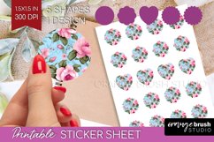 Spring Flowers Round Sticker - Floral Printable Sticker Product Image 1