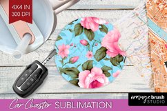 Spring Flowers Car Coaster - Floral Coaster PNG Sublimation Product Image 1