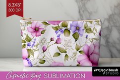 Spring Flowers Cosmetic Bag - Floral Makeup Bag PNG Product Image 1