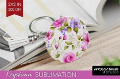 Spring Flowers Keychain PNG - Floral Keychain Sublimation Product Image 1