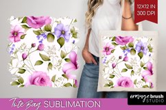 Spring Flowers Tote Bag - Floral Tote Bag PNG Sublimation Product Image 1