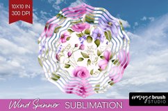 Spring Flowers Wind Spinner Sublimation PNG - Floral Round Product Image 1