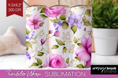 Spring Flowers Tumbler Wrap - Floral Tumbler PNG Sublimation Product Image 1