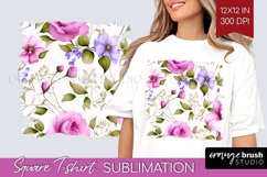 Spring Flowers Square Tshirt Background - Floral PNG Product Image 1
