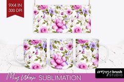 Spring Flowers Mug Wrap - Floral Mug PNG Sublimation Product Image 1