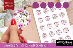 Spring Flowers Round Sticker - Floral Printable Sticker Product Image 1