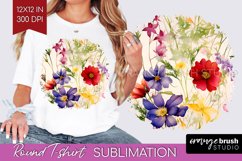 Spring Flowers Round Tshirt Background - Floral PNG Product Image 1