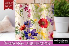 Spring Flowers Tumbler Wrap - Floral Tumbler PNG Sublimation Product Image 1