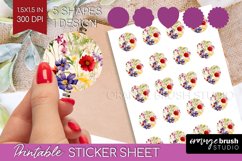 Spring Flowers Round Sticker - Floral Printable Sticker Product Image 1