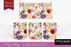 Spring Flowers Mug Wrap - Floral Mug PNG Sublimation Product Image 1