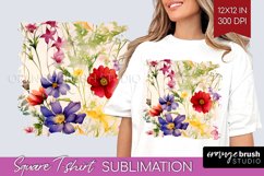 Spring Flowers Square Tshirt Background - Floral PNG Product Image 1