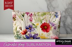Spring Flowers Cosmetic Bag - Floral Makeup Bag PNG Product Image 1