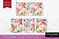 Spring Flowers Mug Wrap - Floral Mug PNG Sublimation Product Image 1