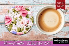 Spring Flowers Round Coaster - Floral Coaster PNG Product Image 1