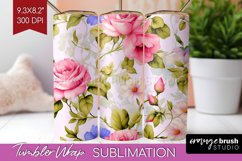 Spring Flowers Tumbler Wrap - Floral Tumbler PNG Sublimation Product Image 1
