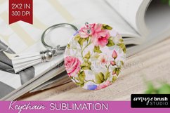 Spring Flowers Keychain PNG - Floral Keychain Sublimation Product Image 1