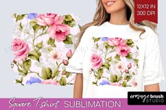 Spring Flowers Square Tshirt Background - Floral PNG Product Image 1
