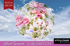 Spring Flowers Wind Spinner Sublimation PNG - Floral Round Product Image 1